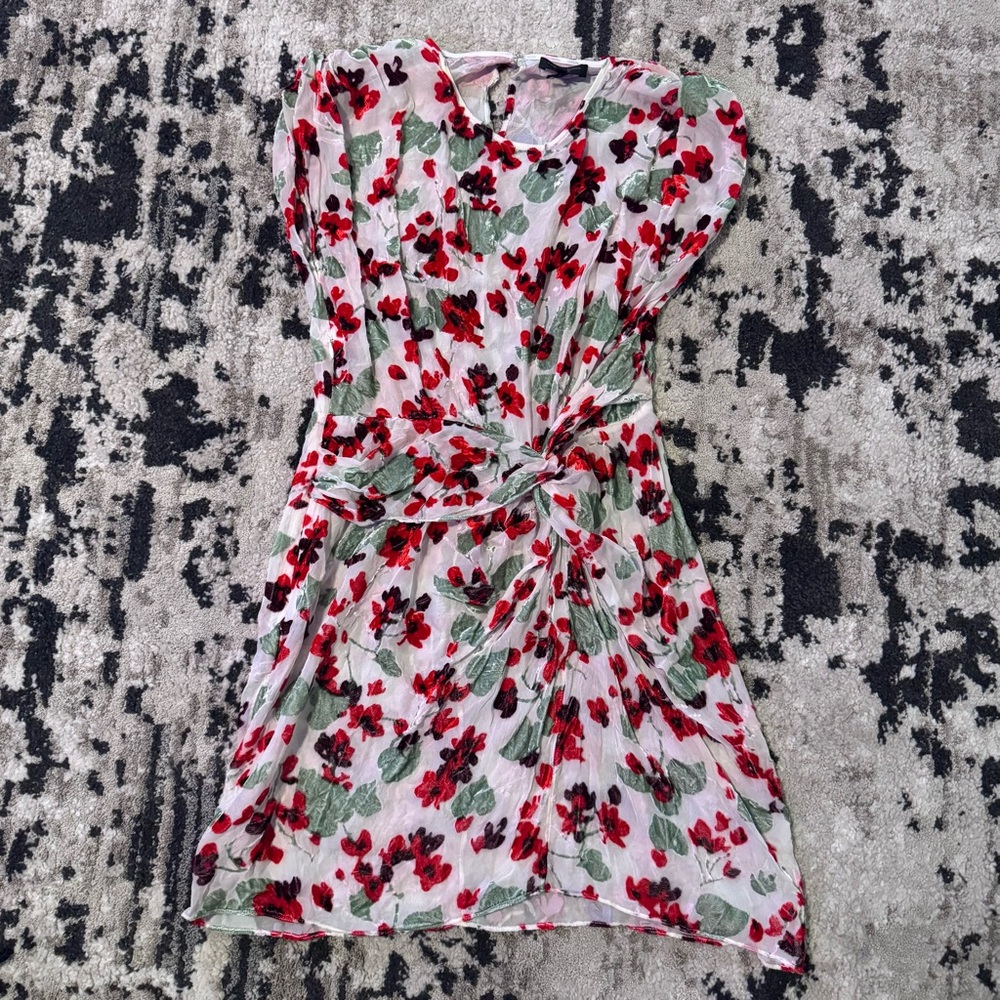 RAG & BONE Gigi Mini Dress Silk Velvet Burnout White Red Floral